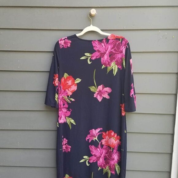 Alex & Oak Navy Floral Dress with Bell Sleeves Size Large - Picture 8 of 9